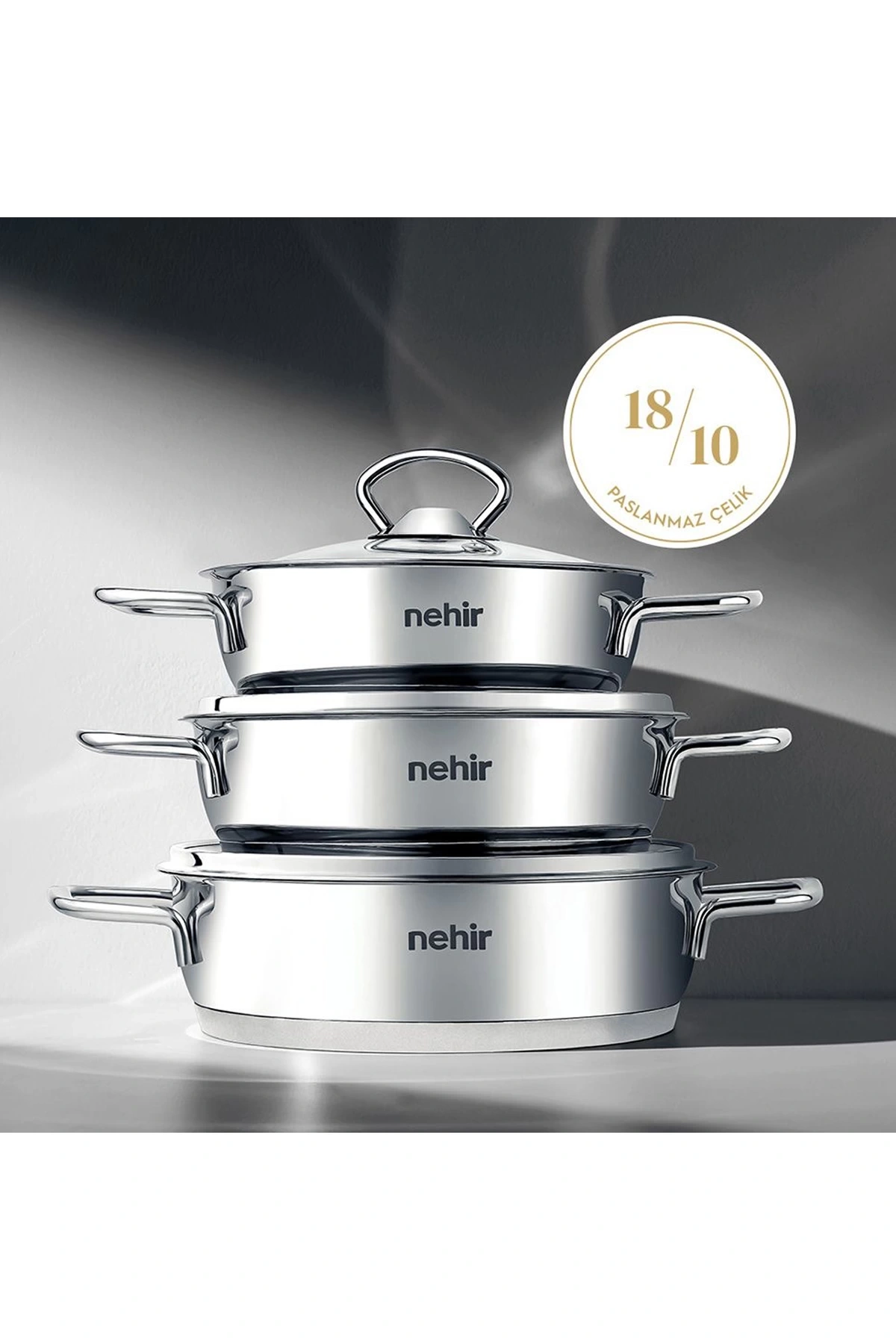Nehir Silver 6 Parça Paslanmaz Çelik Sahan Seti (16-18-20 cm)