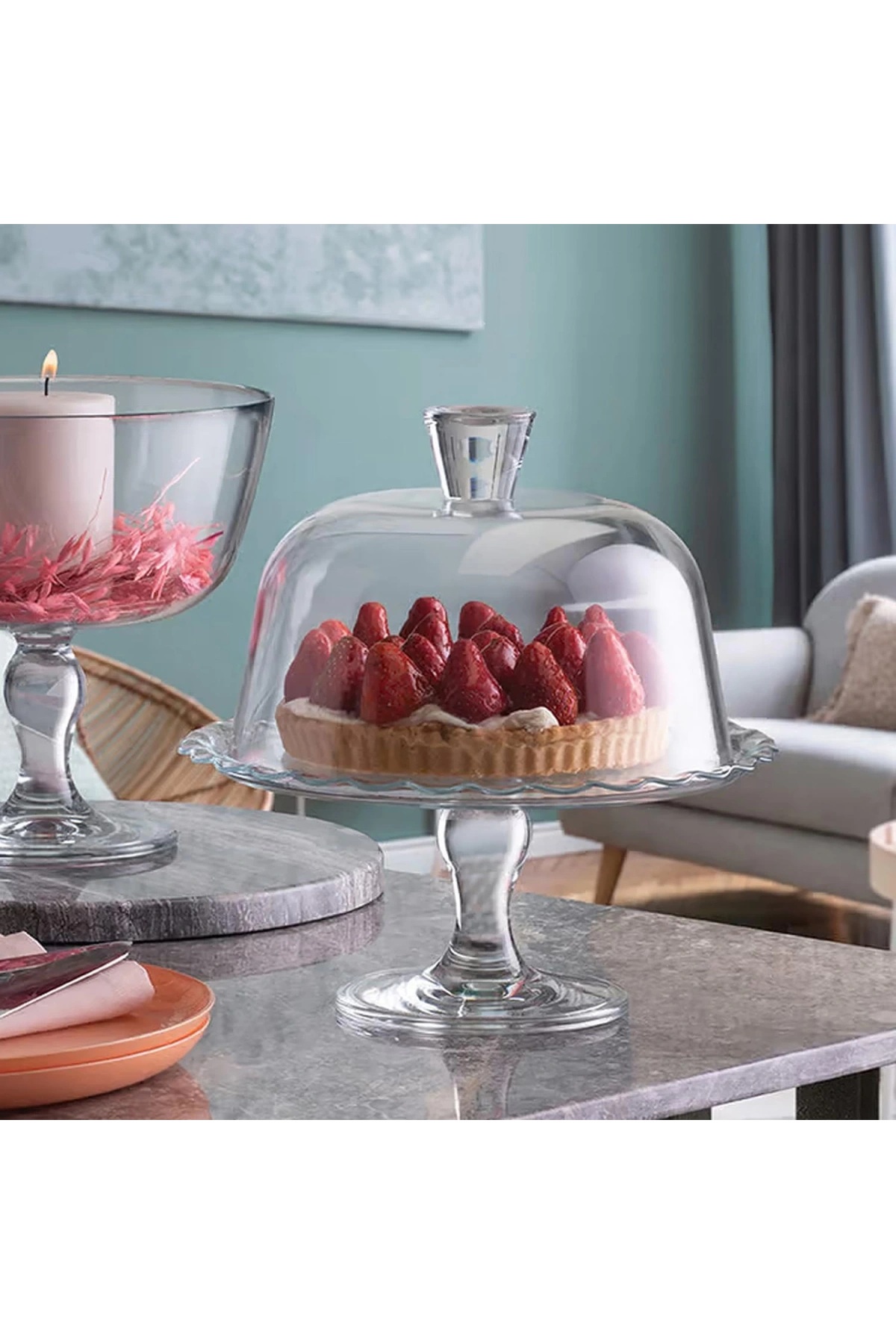 Paşabahçe 96952 Patisserie Ayaklı Kek Fanus Kapaklı Servis Tabağı