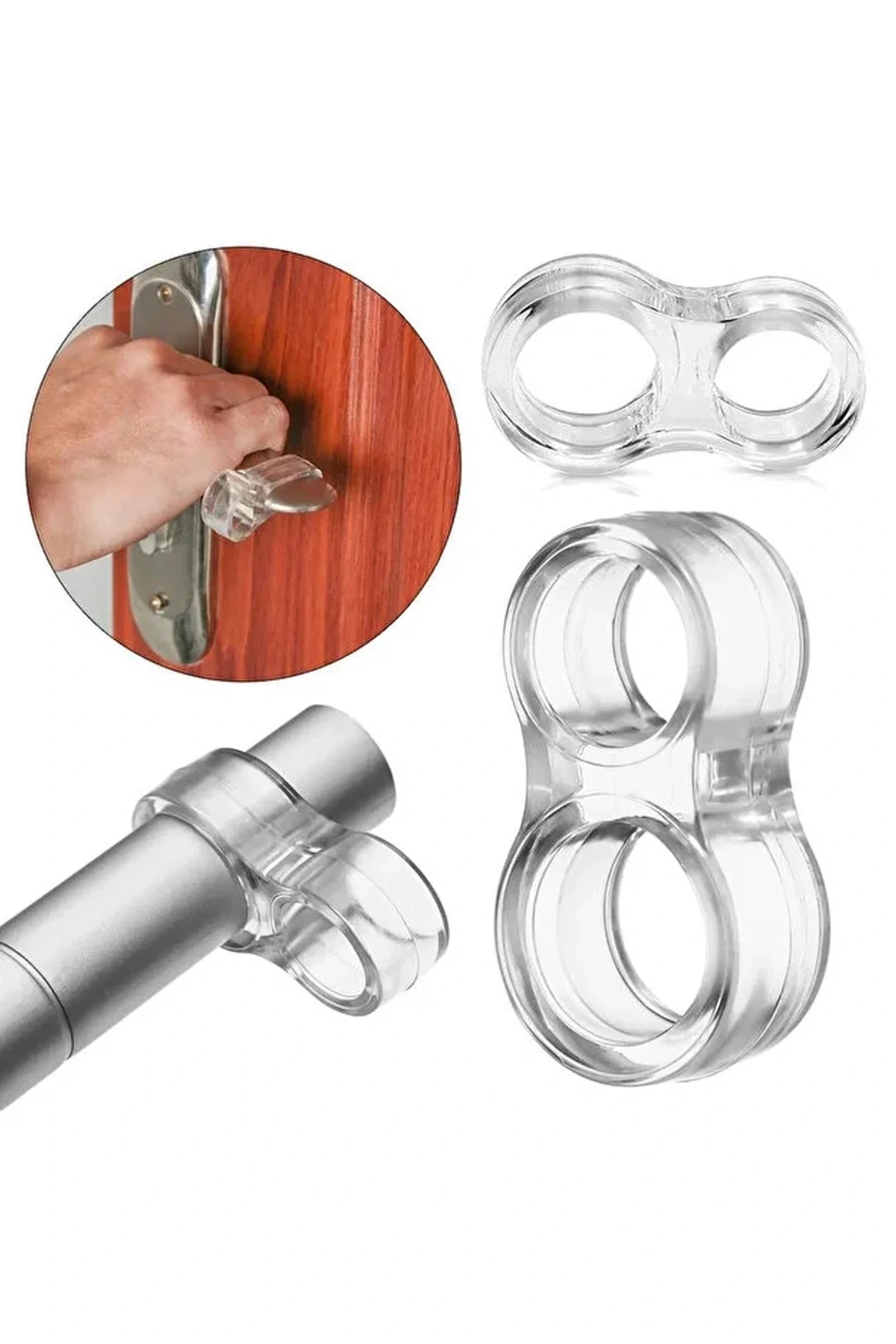 Şeffaf Silikon Plastik Kapı Kolu Tutucu, Tutacağı Durdurucu Pencere Tamponu Stoperi (5 ADET)