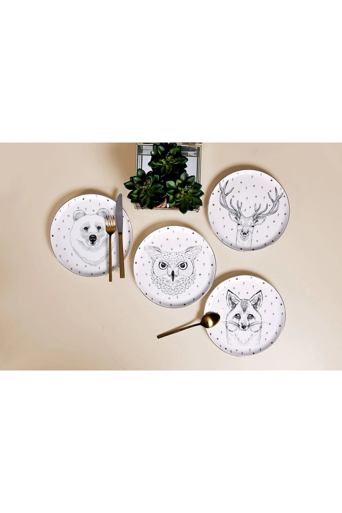 Porland Forest 4 Kişilik Pasta Takımı 20cm