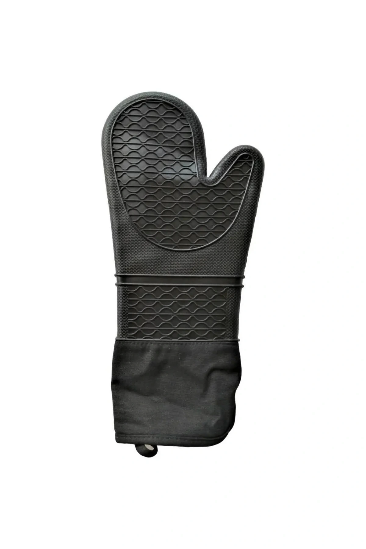 Siyah Profesyonel Silikon Fırın Eldiveni, Mutfak, Barbekü, Fırın, Izgara Için içi Pamuklu Isıya Dayanıklı Büyük Boy 36 Cm