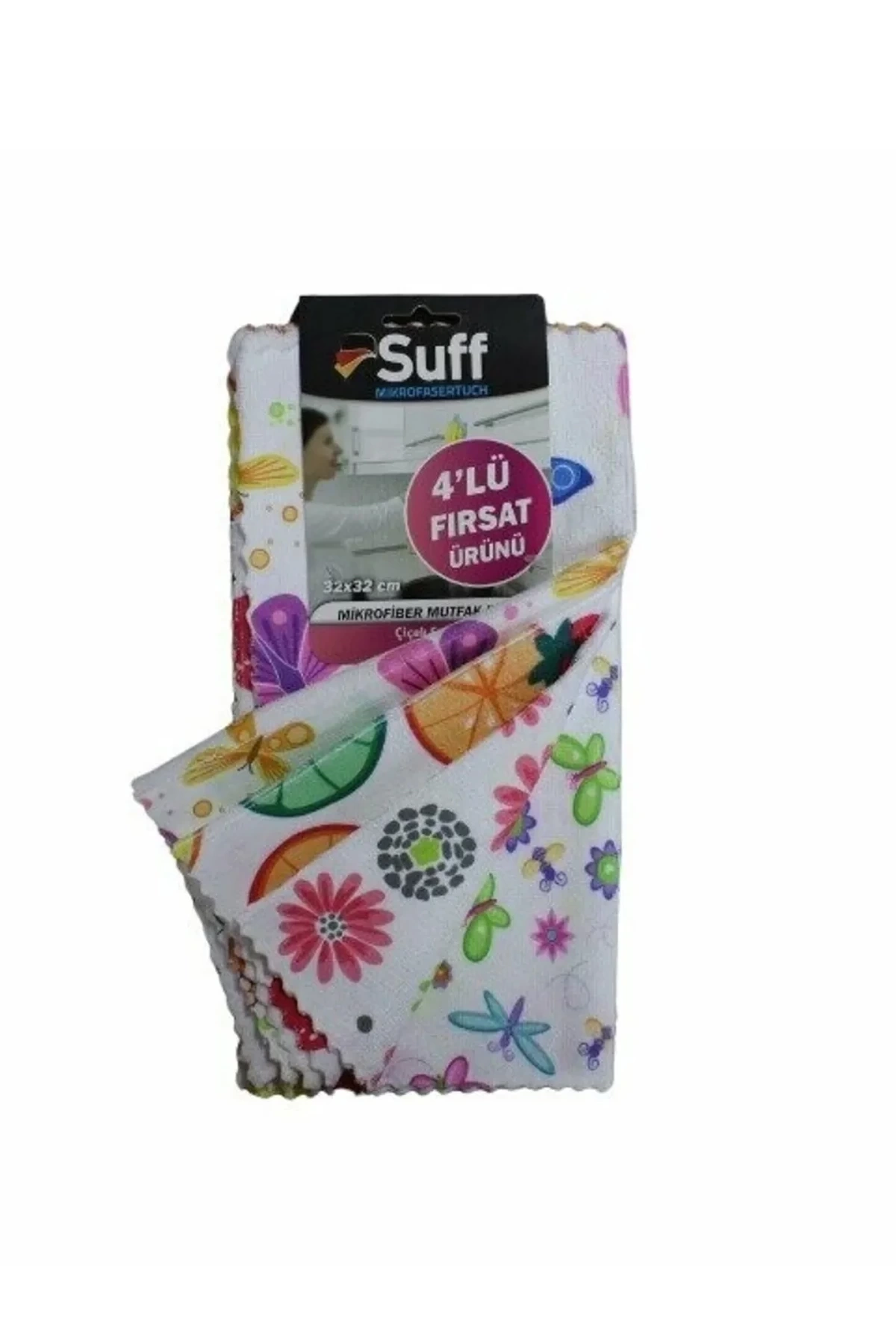 Suff 4 lü Çiçek Sepeti Mikrofiber Temizlik Bezi (32*32 cm)