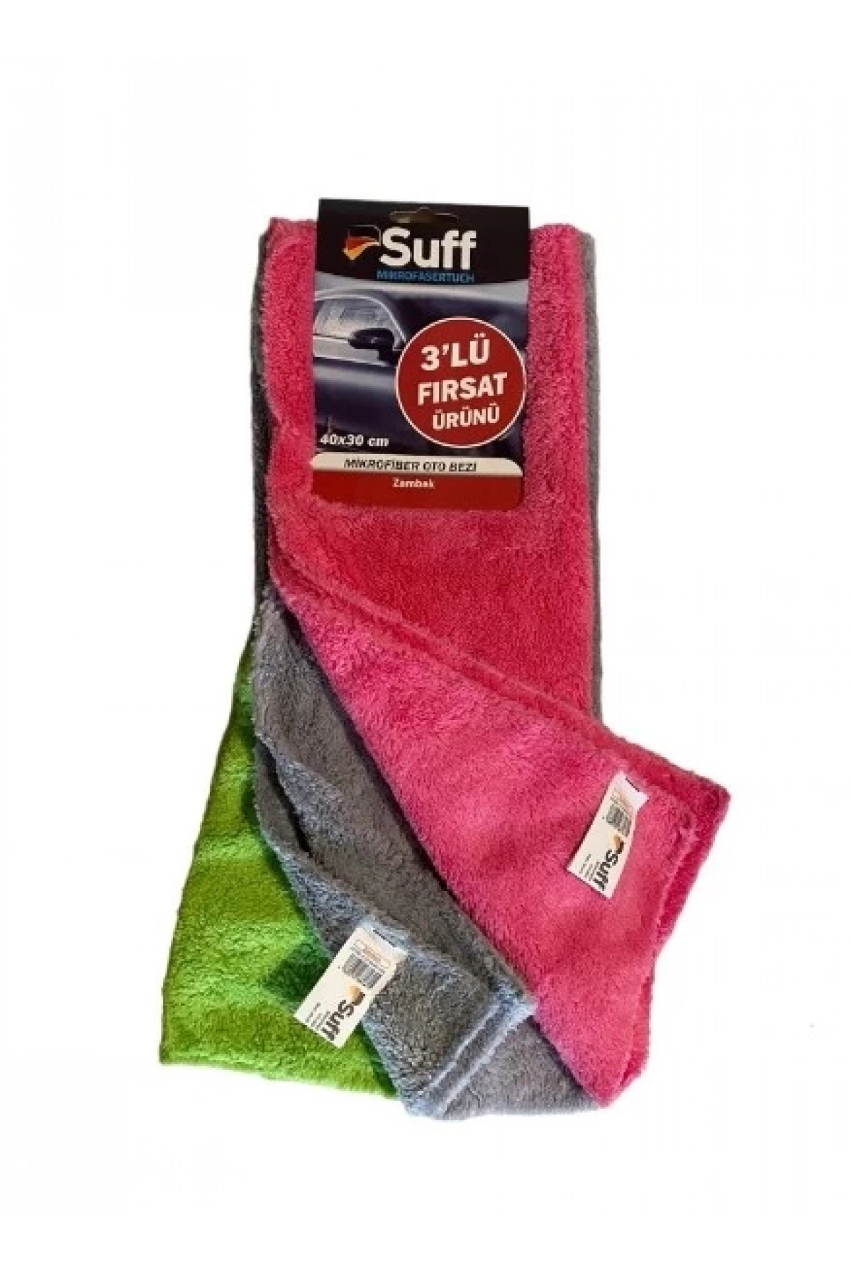 Suff Zambak 3lü Mikrofiber Bez /Oto Kurulama Bezi (40x30cm)