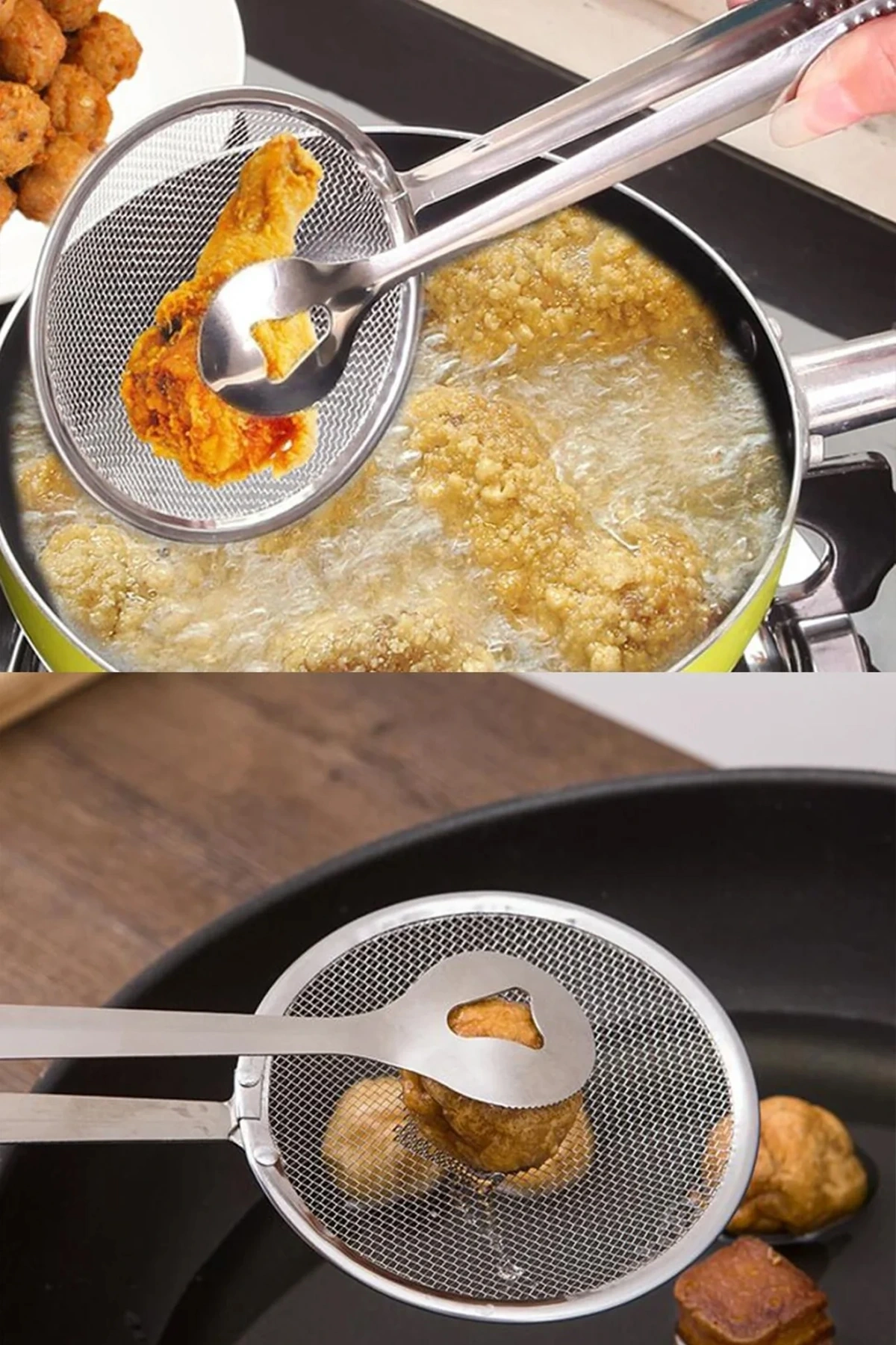 Süzgeçli Kızartma Ve Haşlama Maşası 29cm