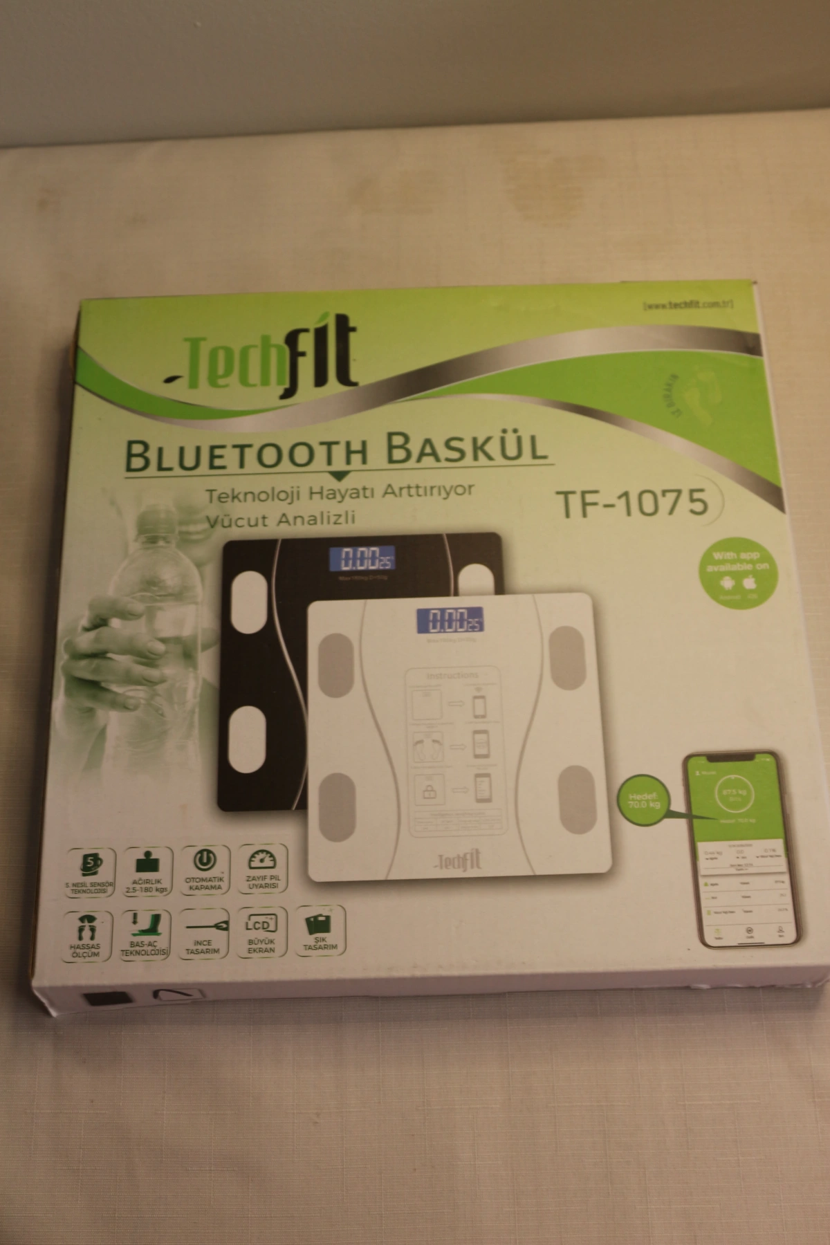 Techfit TF1075 Dijital Baskül Bluethootlu Analizli