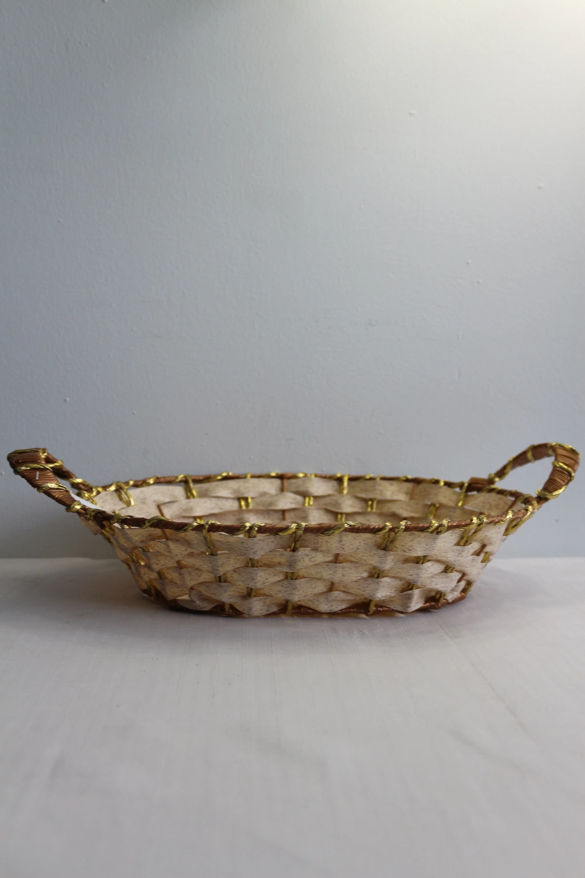 Yaldızlı Hasır Ekmek Sepeti Oval