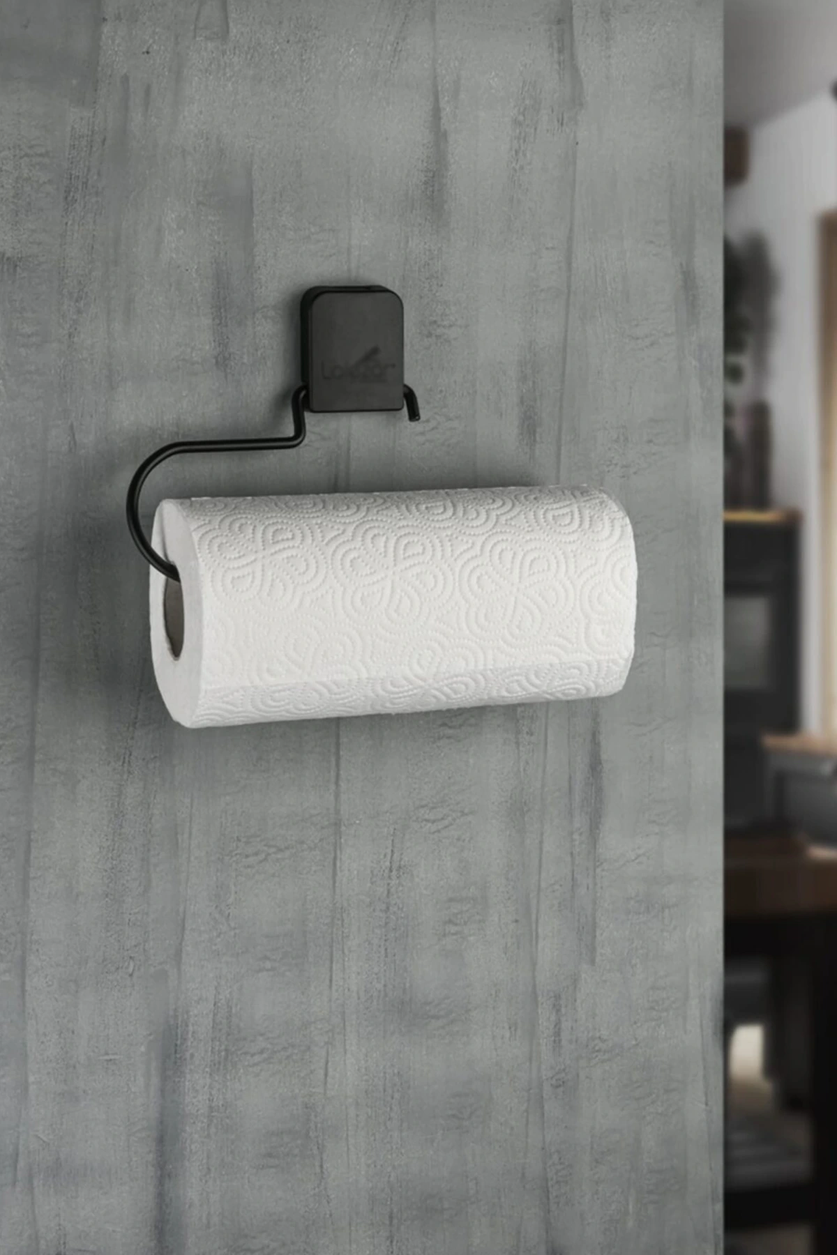 Yapışkanlı Siyah Kağıt Rulo Havluluk, Peçetelik, Yapışkanlı Tasarım, Banyo Askısı