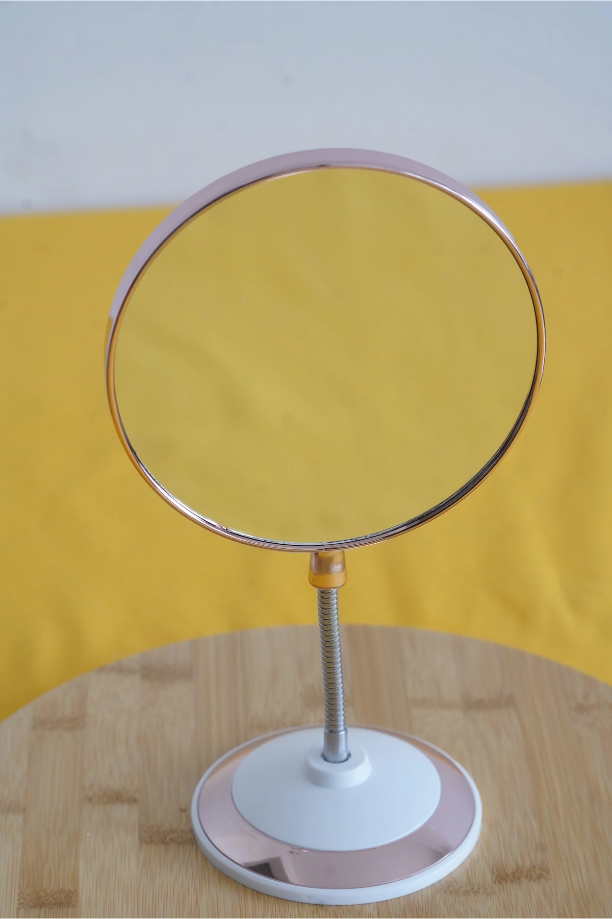 Yuvarlak Spiralli Makyaj Aynası Büyüteçli Pembe