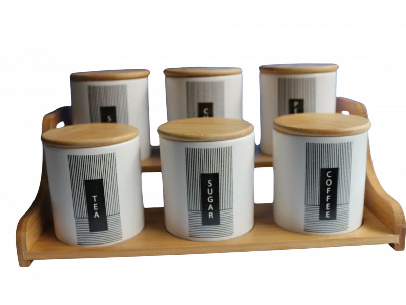 Bambu Standlı 6lı Baharat Seti