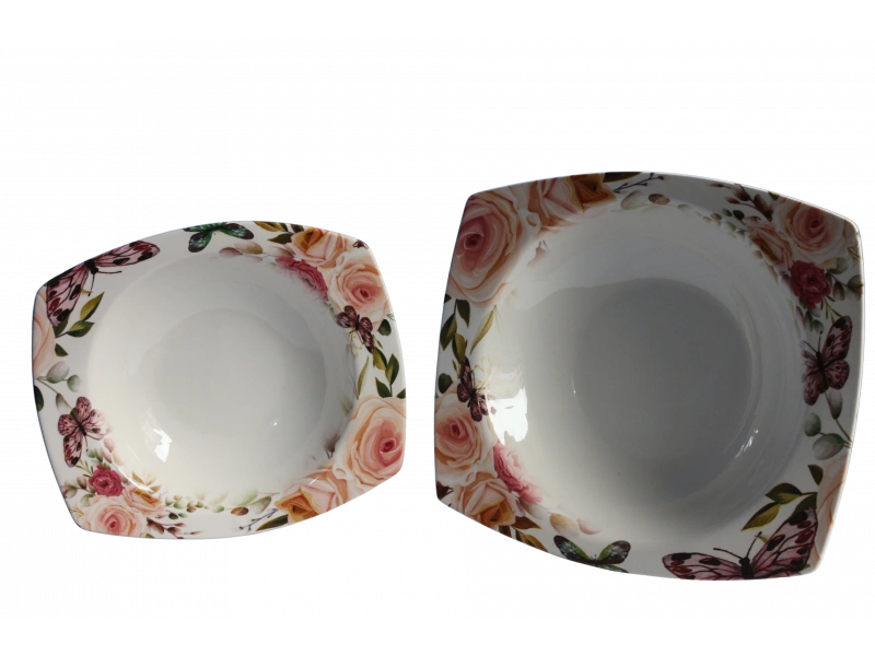 Dijital Baskılı 2li Derin Kare Salata Kasesi 29cm 24cm