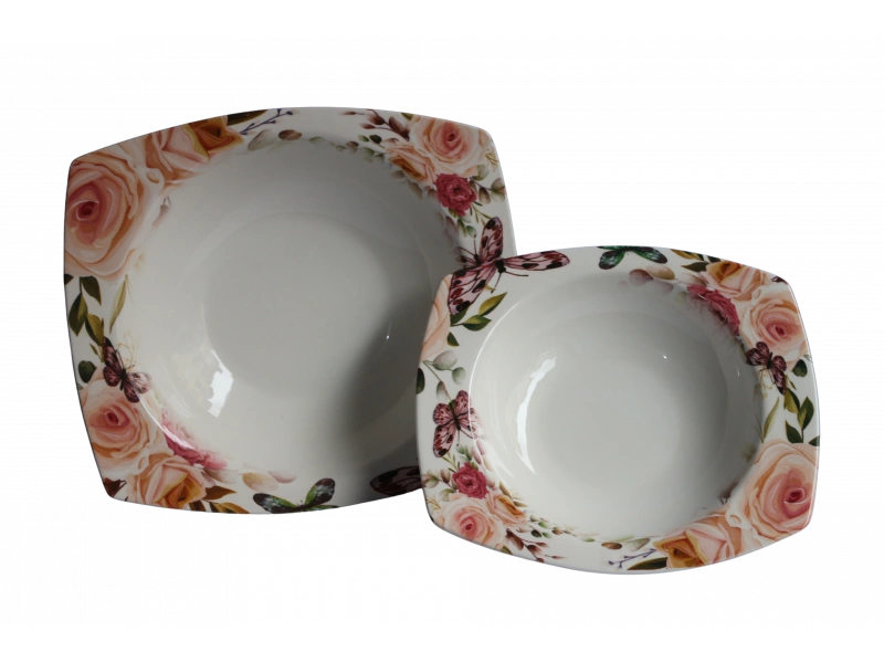 Dijital Baskılı 2li Derin Kare Salata Kasesi 29cm 24cm