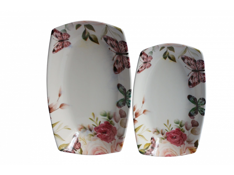 Dijital Baskılı 2li Dikdörtgen Kayık Tabak