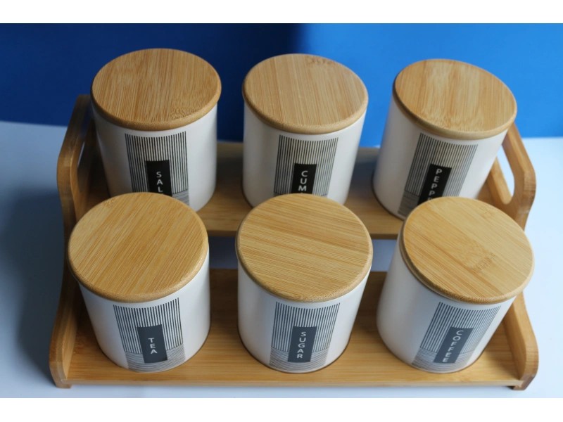 Bambu Standlı 6lı Baharat Seti