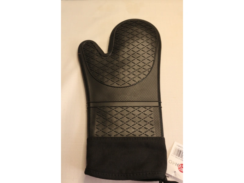 Siyah Profesyonel Silikon Fırın Eldiveni, Mutfak, Barbekü, Fırın, Izgara Için içi Pamuklu Isıya Dayanıklı Büyük Boy 36 Cm