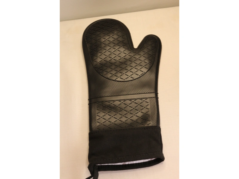 Siyah Profesyonel Silikon Fırın Eldiveni, Mutfak, Barbekü, Fırın, Izgara Için içi Pamuklu Isıya Dayanıklı Büyük Boy 36 Cm