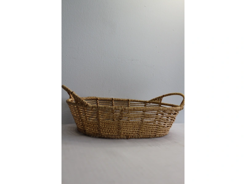 Clk Saplı Oval Kucuk Hasır Sepet 28*21 1034