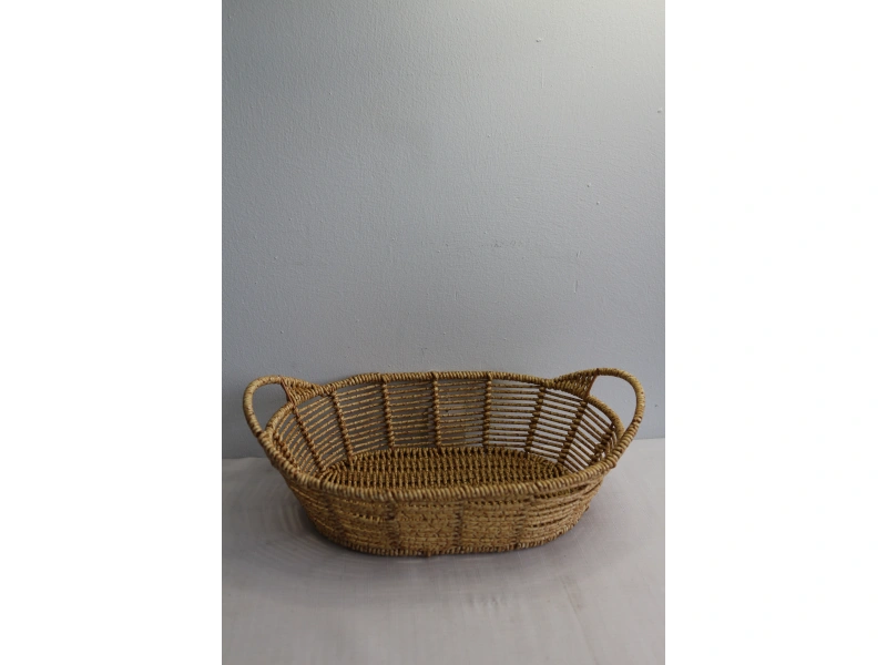 Clk Saplı Oval Kucuk Hasır Sepet 28*21 1034