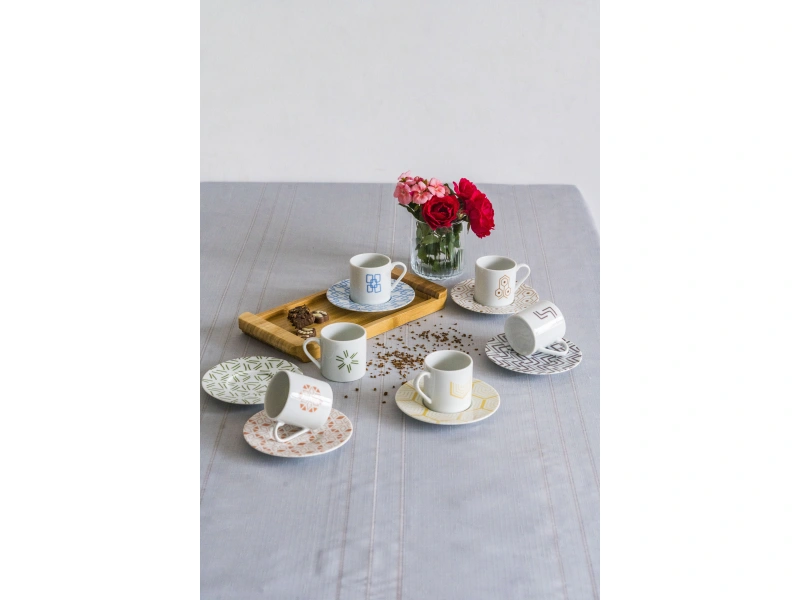 Porland Tamina 6 Kişilik 12 Parça 90cc Kahve Fincan Takımı