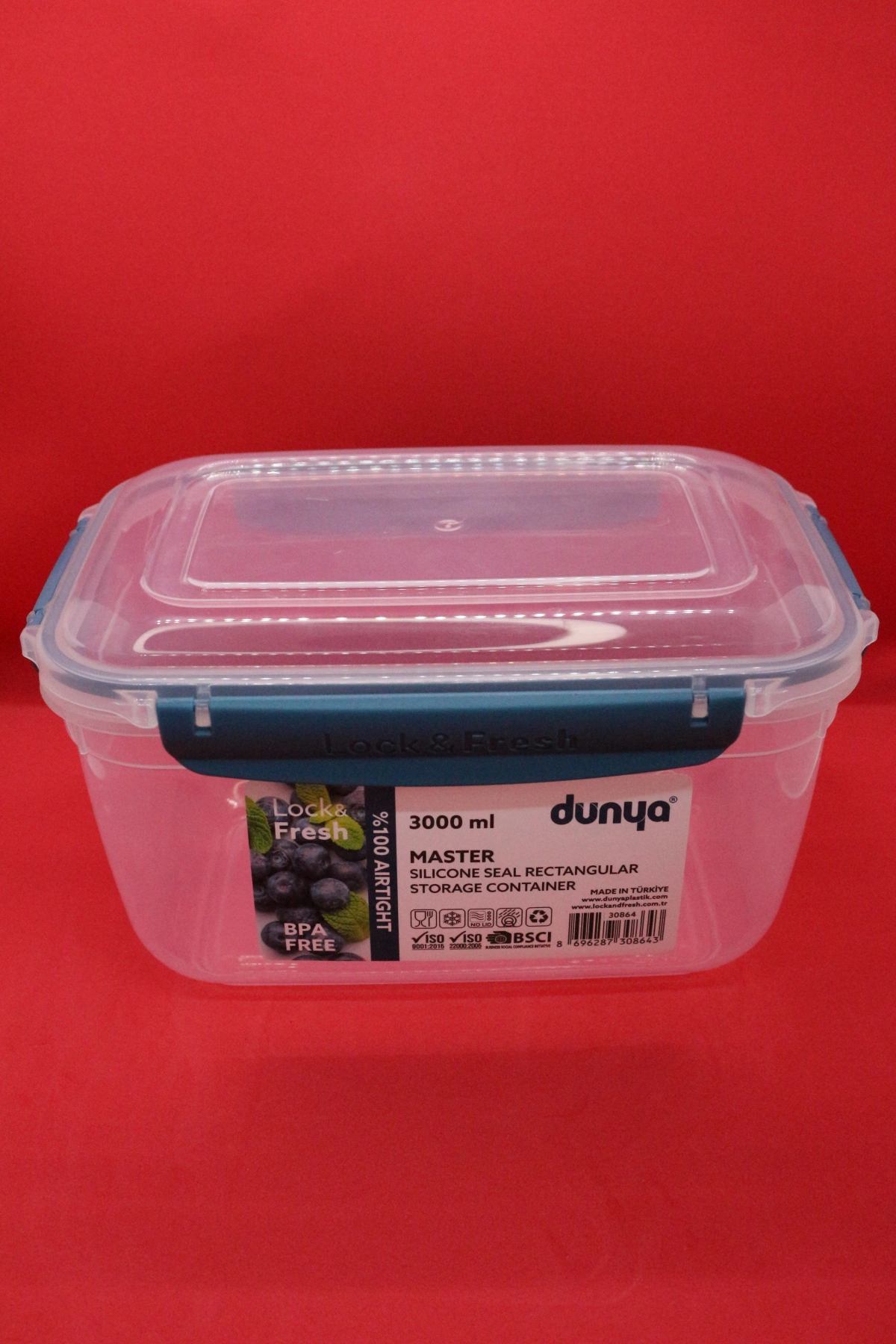 Dünya Pls 3000ml Master Dikdörtgen Saklama Kabı