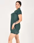 Kadın Polo Yaka Kısa Kol Oversize Fit Kısa Elbise