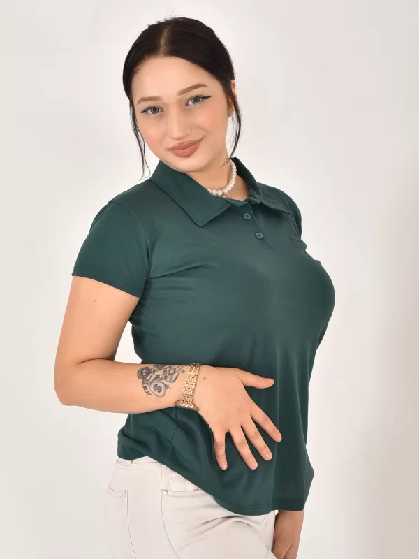 Kadın Polo Yaka Yarım Düğmeli Tişört