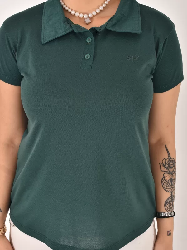 Kadın Polo Yaka Yarım Düğmeli Tişört