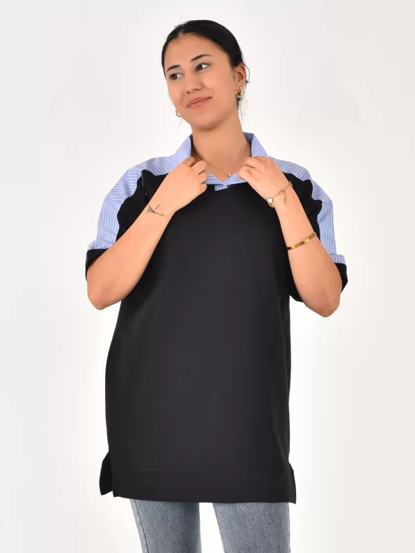 Kadın Gömlek Detay Polo Yaka Tişört