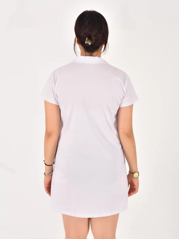 Kadın Polo Yaka Kısa Kol Oversize Fit Kısa Elbise