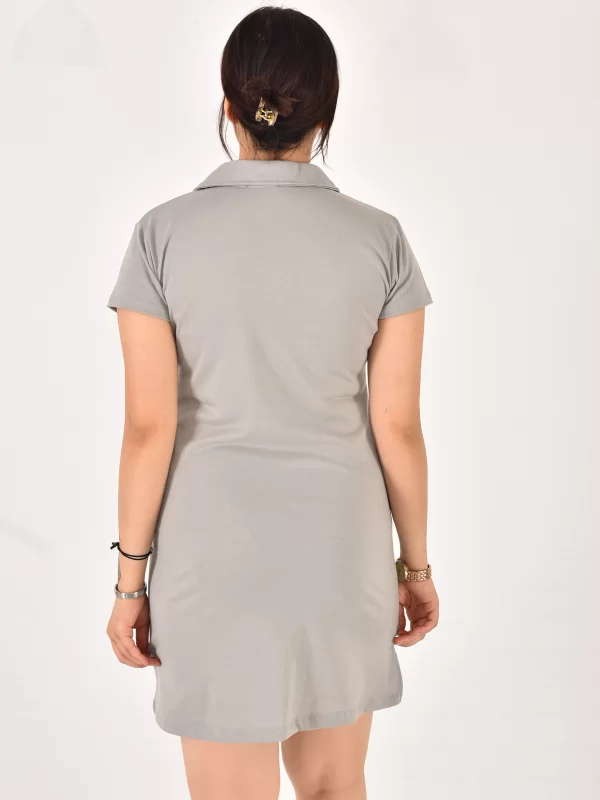 Kadın Polo Yaka Kısa Kol Oversize Fit Kısa Elbise