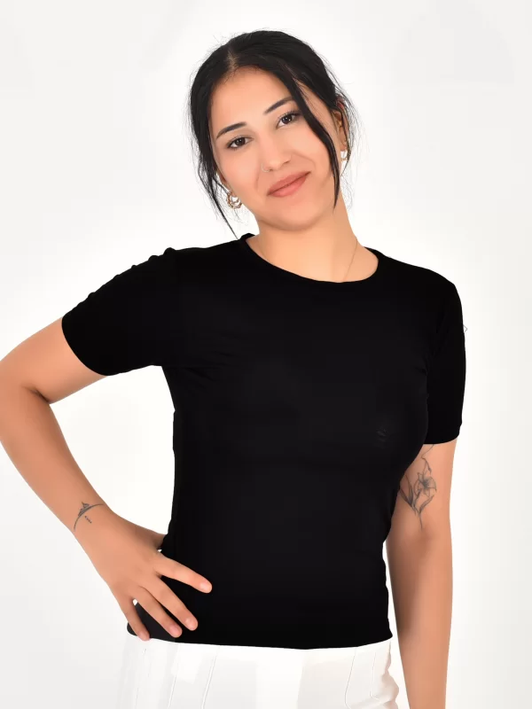 Moda Pollux Kadın Bisiklet Yaka Pamuk Bluz