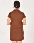 Kadın Polo Yaka Kısa Kol Oversize Fit Kısa Elbise