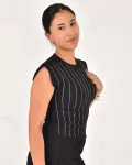 Kadın Sıfır Kol Taşlı Bluz