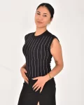 Kadın Sıfır Kol Taşlı Bluz