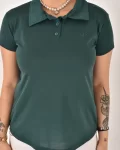 Kadın Polo Yaka Yarım Düğmeli Tişört