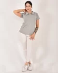 Kadın Polo Yaka Yarım Düğmeli Tişört