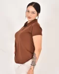 Kadın Polo Yaka Yarım Düğmeli Tişört