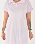 Kadın Polo Yaka Kısa Kol Oversize Fit Kısa Elbise