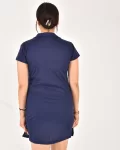 Kadın Polo Yaka Kısa Kol Oversize Fit Kısa Elbise