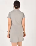 Kadın Polo Yaka Kısa Kol Oversize Fit Kısa Elbise