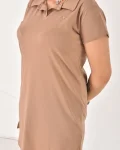 Kadın Polo Yaka Kısa Kol Oversize Fit Kısa Elbise