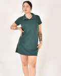 Kadın Polo Yaka Kısa Kol Oversize Fit Kısa Elbise