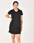 Kadın Polo Yaka Kısa Kol Oversize Fit Kısa Elbise