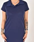 Kadın Polo Yaka Kısa Kol Oversize Fit Kısa Elbise
