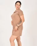 Kadın Polo Yaka Kısa Kol Oversize Fit Kısa Elbise