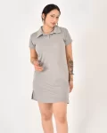 Kadın Polo Yaka Kısa Kol Oversize Fit Kısa Elbise