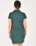 Kadın Polo Yaka Kısa Kol Oversize Fit Kısa Elbise