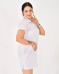 Kadın Polo Yaka Kısa Kol Oversize Fit Kısa Elbise