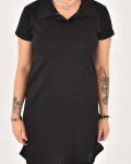 Kadın Polo Yaka Kısa Kol Oversize Fit Kısa Elbise
