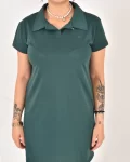 Kadın Polo Yaka Kısa Kol Oversize Fit Kısa Elbise