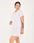 Kadın Polo Yaka Kısa Kol Oversize Fit Kısa Elbise
